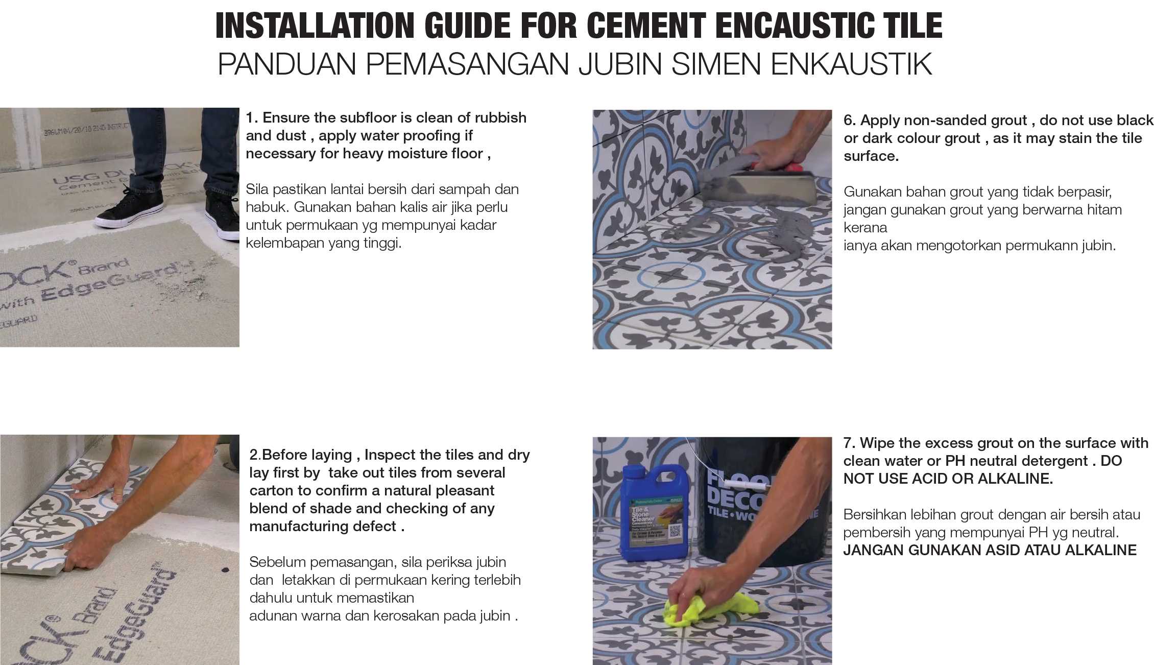 Installation Guide For Cement Encaustic Tile - Malaysia 