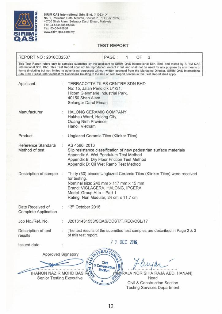 Klinker Test Report Klinker Test Report