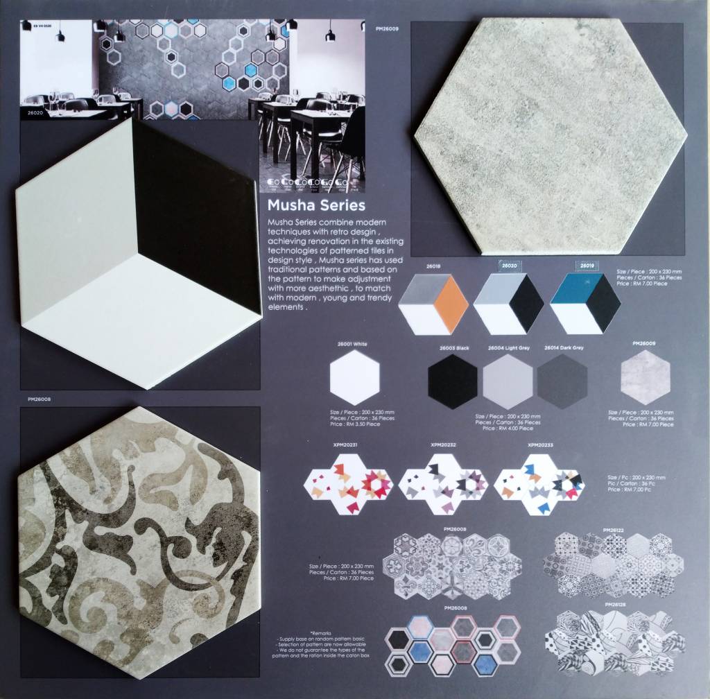 Hexagon Tiles - Sample and color chip Hexagon Tiles - Sample and color chip