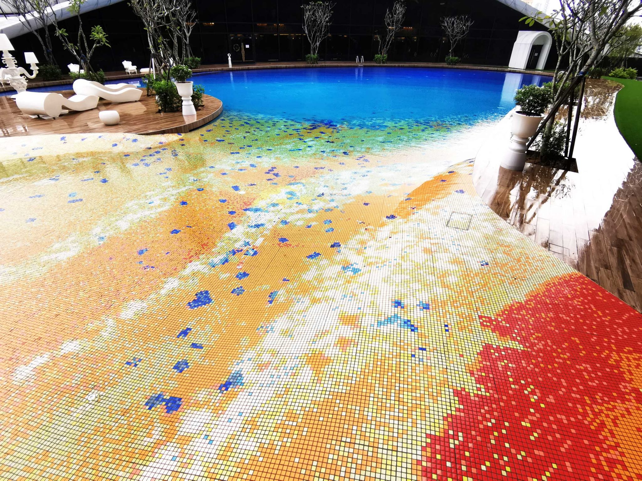 Beautiful Transition With Our Spanish Pool Tile - Malaysia Manufactured