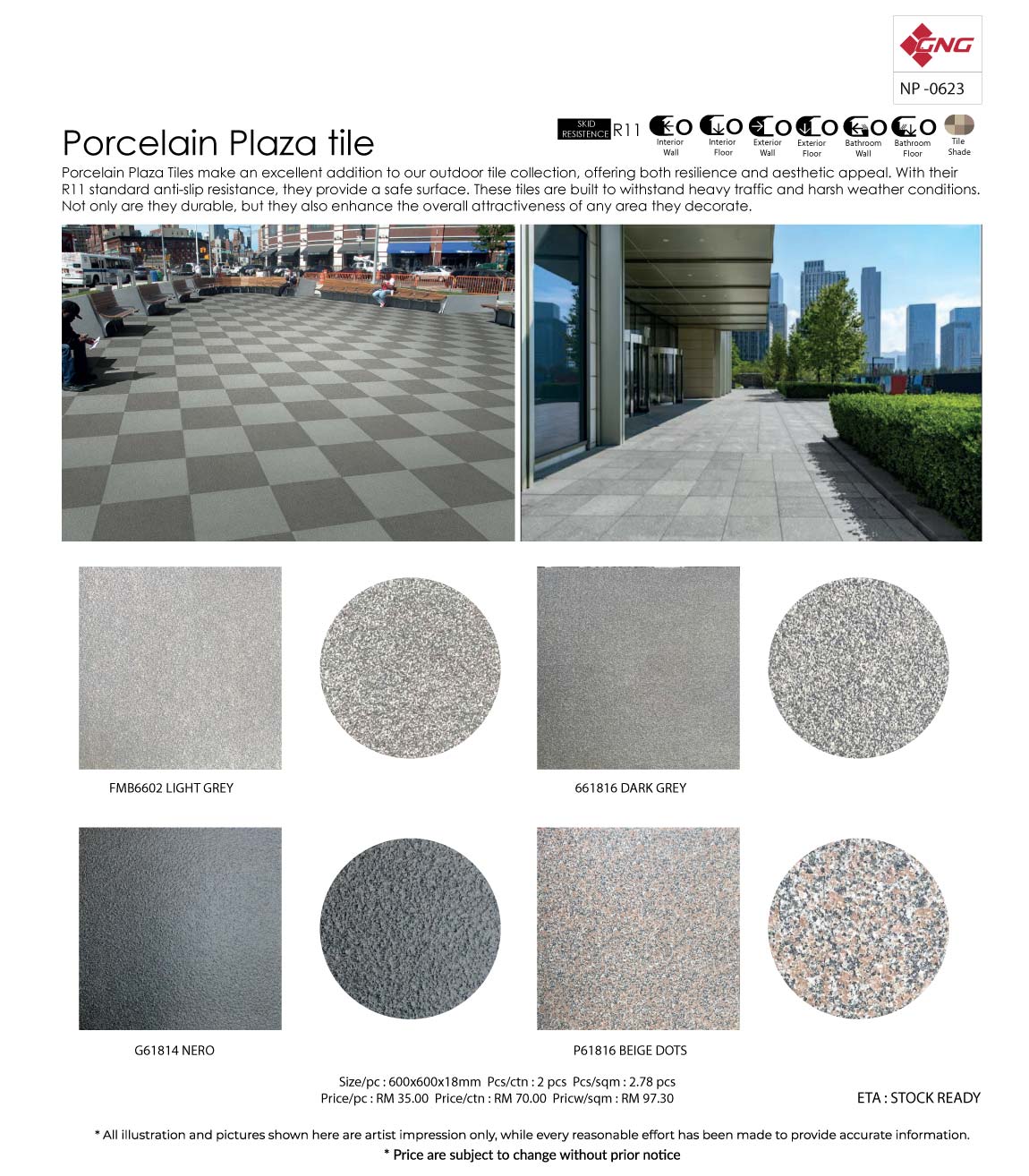 Porcelain Plaza Floor Tiles