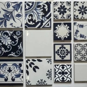 Porcelain Blue White Tile
