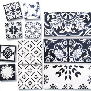 Porcelain Blue White Tile